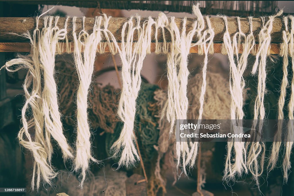 Natural wool ready to be woven.