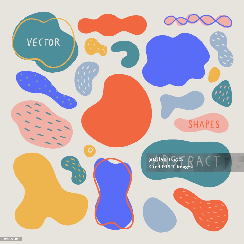 Conjunto de formas y texturas orgánicas abstractas para diseños: elementos vectoriales dibujados a mano