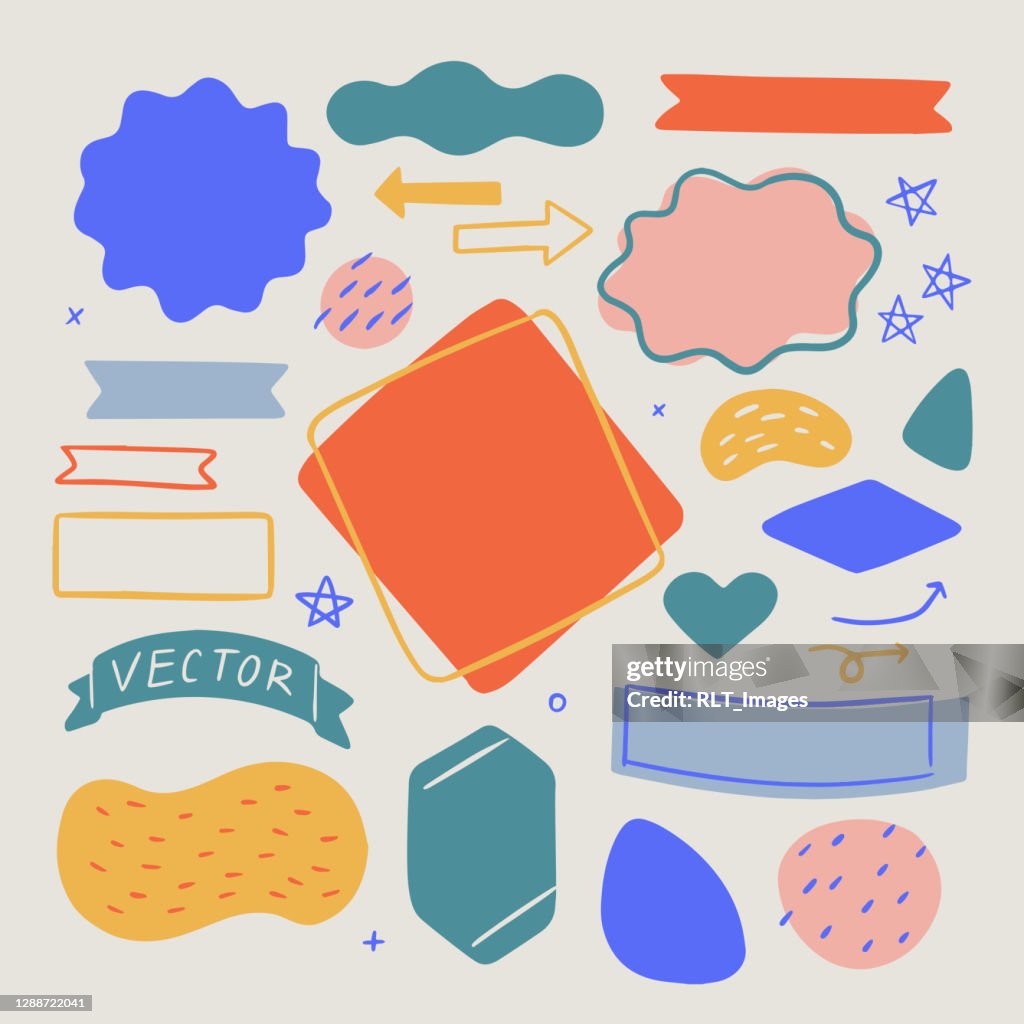 Ensemble de formes organiques abstraites et de textures pour les dispositions de conception — éléments vectoriels dessinés à la main