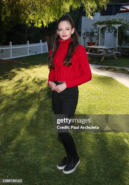 Actress Mackenzie Foy visits Hallmark Channel's "Home & Family" at Universal Studios Hollywood on November 30, 2020 in Universal City, California.