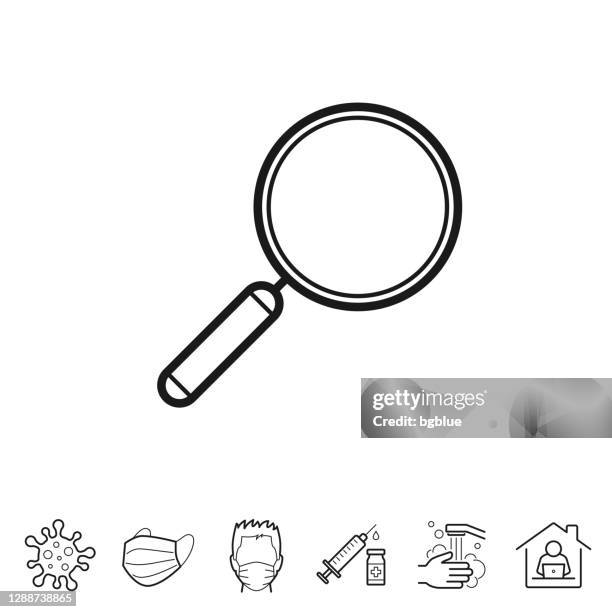 magnifying glass. line icon - editable stroke - virus under microscope stock illustrations
