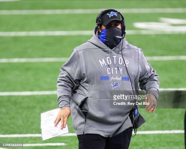Head coach Matt Patricia of the Detroit Lions looks on from the sidelines in the third quarter of the game against the Houston Texans at Ford Field...