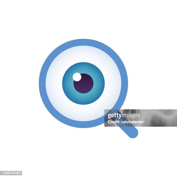 magnifying glass with eye on it icon design - digital forensics stock illustrations