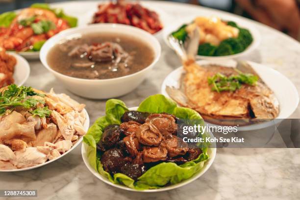 nourriture chinoise faite maison de délicatesse pour le dîner chinois de réunion de nouvel an - chinese food photos et images de collection