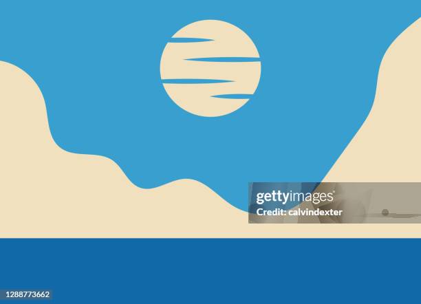 sunse on the ocean - zen like stock illustrations