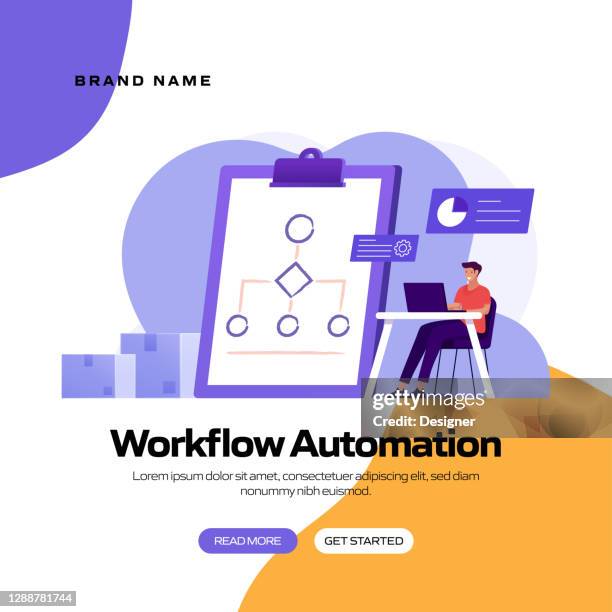 workflow automation concept vector illustration for website banner, advertisement and marketing material, online advertising, business presentation etc. - product engineering services stock illustrations