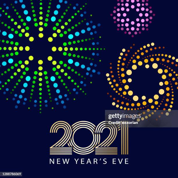 2021 new year’s eve fireworks spectacular - sparks stock illustrations