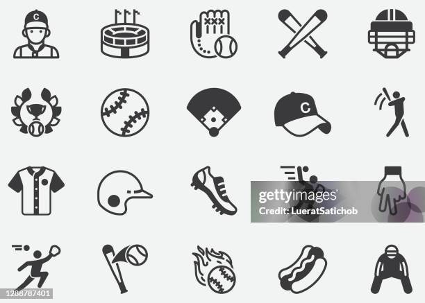 ilustraciones, imágenes clip art, dibujos animados e iconos de stock de béisbol, torneo, deporte, relajante, iconos perfectos de píxel de bola - base sports equipment