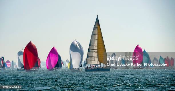isle of wight round the island yacht race 2019 - isle of wight stock pictures, royalty-free photos & images