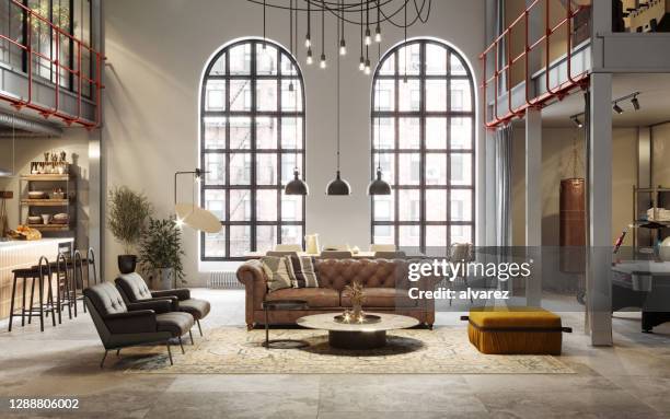 full furnished living room of an apartment - interior designer stock pictures, royalty-free photos & images