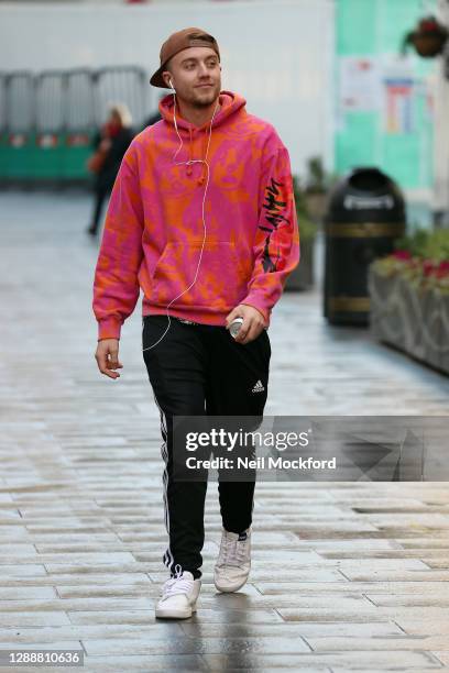 Roman Kemp seen leaving Global Radio Studios on December 1, 2020 in London, England.