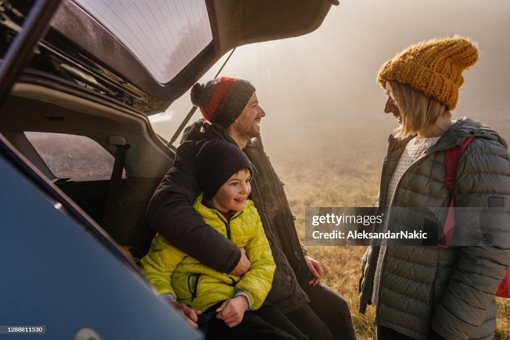 On the road trip with parents