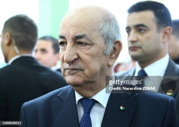 Le président algérien Abdelmadjid Tebboune à la foire de la production nationale, 22 décembre 2019, Alger, Algérie.