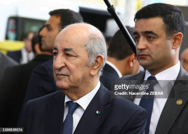 Le président algérien Abdelmadjid Tebboune à la foire de la production nationale, 22 décembre 2019, Alger, Algérie.