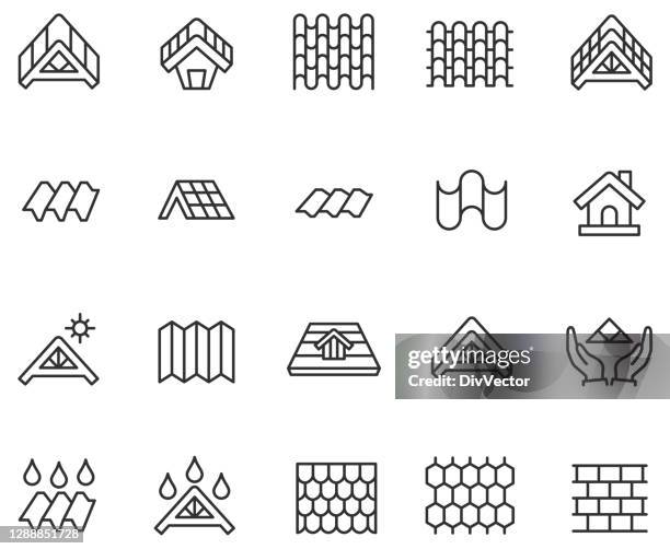 ilustrações de stock, clip art, desenhos animados e ícones de roof icon set - telhado