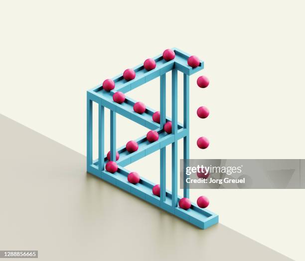 spheres on an impossible structure - escher stairs stock pictures, royalty-free photos & images