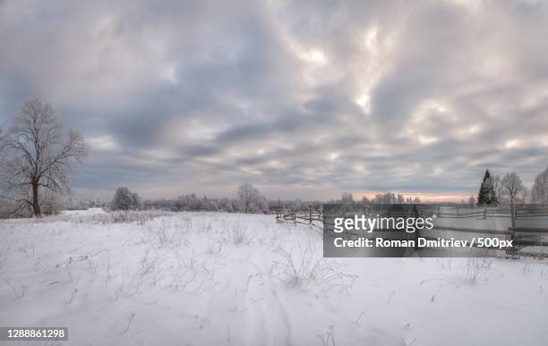 scenic view of snow covered field against sky,pskovsky district,pskov oblast,russia - pskov russia stock pictures, royalty-free photos & images