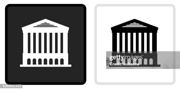 opera house icon on black button with white rollover - opera houses stock illustrations