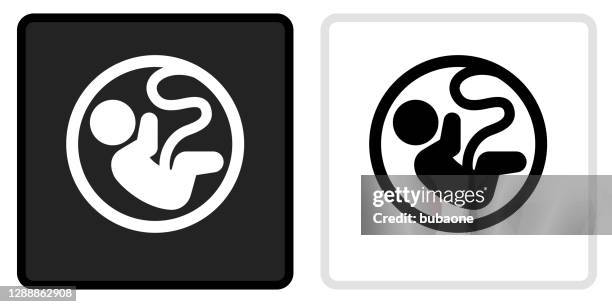 fetus icon on black button with white rollover - embryo stock illustrations