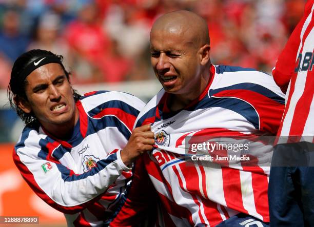 Adolfo Bautista of Chivas celebrates after scoring the second goal during the final match of the Apertura Tournament 2006 on December 10 , 2006 on...