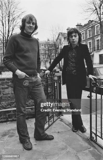 English lyricist Tim Rice with composer Andrew Lloyd Webber, UK, December 1971.