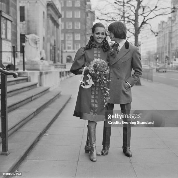 English musician Ian McLagan of the rock band Small Faces marries Sandy Sarjeant, a dancer on the television show 'Ready Steady Go!' at Marylebone...