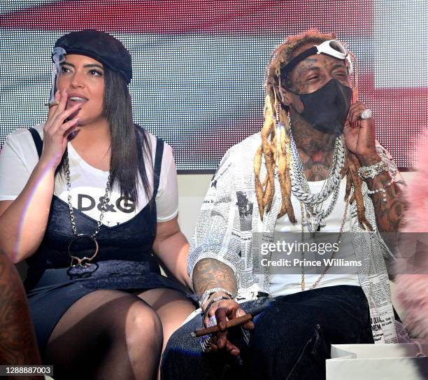 Denise Bidot and Lil Wayne attend Reginae Carter's 22nd Hot Girl Birthday at Republic Lounge on November 29, 2020 in Atlanta, Georgia.