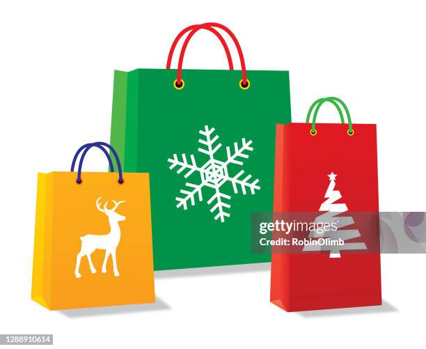 christmas shopping bags - gift bag stock illustrations