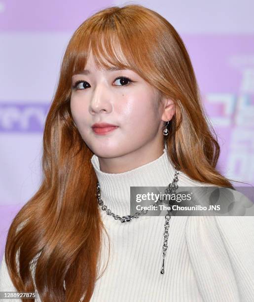 Yoon Bo-Mi of Apink during a press conference of MBC Every1 Drama 'Please Don't Date Him' at MBC Golden Mouth Hall on November 10, 2020 in Seoul,...