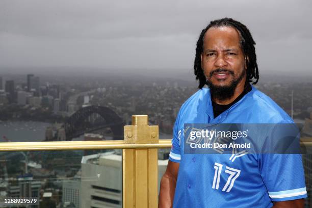 Manny Ramirez of the Sydney Blue Sox poses on the Sydney Tower Eye SKYWALK on December 02, 2020 in Sydney, Australia.