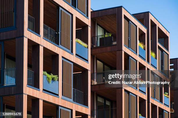 building apartments. - modern apartment balcony stockfoto's en -beelden