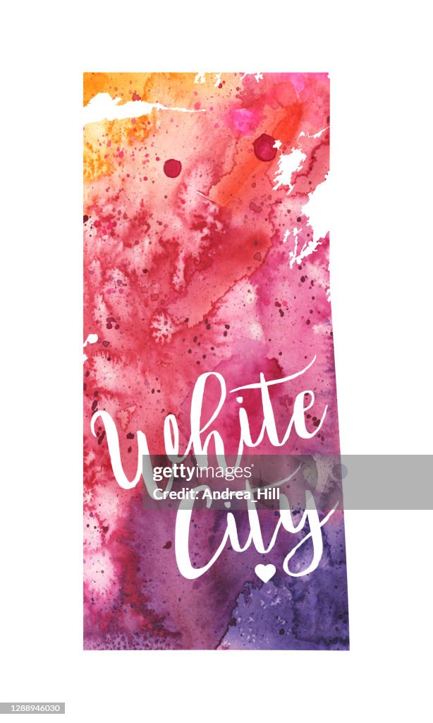 White City, Saskatchewan Raster Watercolor Map Illustration
