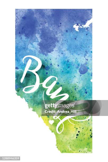 banff, alberta raster watercolor map illustration - banff springs stock illustrations