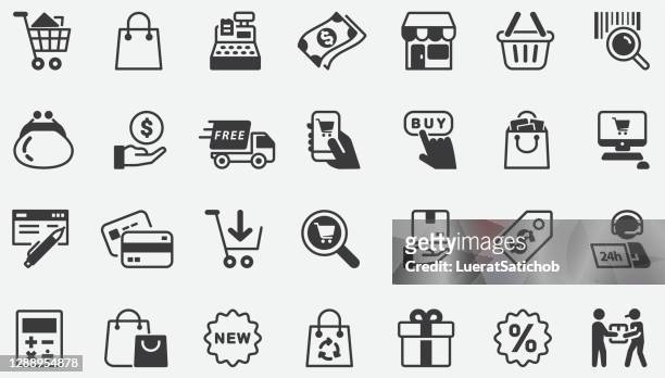 shopping concept icons - kundenbeziehungsmanagement stock-grafiken, -clipart, -cartoons und -symbole