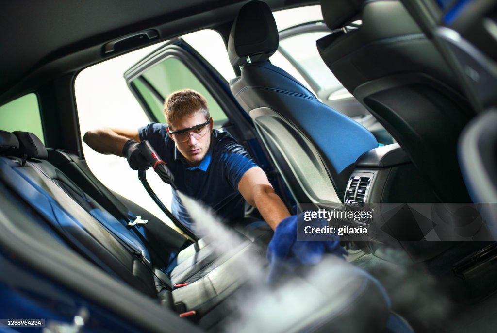 Car detailing service deep interior cleaning.