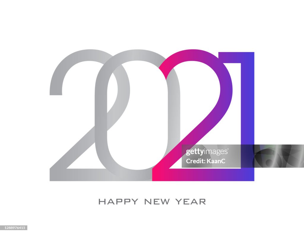 2021 New Year logo. Holiday greeting card. Vector illustration. Holiday design for greeting card, invitation, calendar, etc. stock illustration