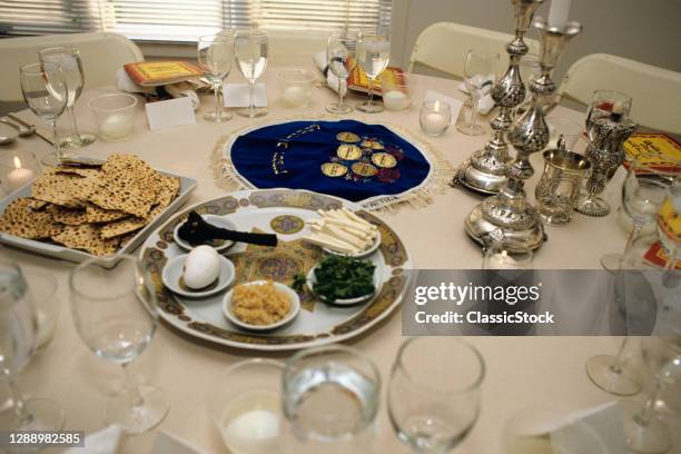 1990s Table Setting For Passover Celebration Family Seder Meal