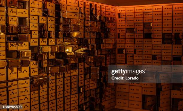 vintage bank vault and security boxes - safety deposit box stock pictures, royalty-free photos & images