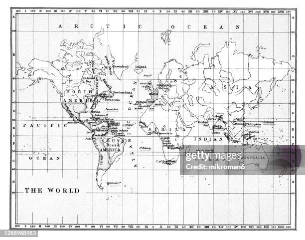 old map of the world map - vintage world map - fotografias e filmes do acervo