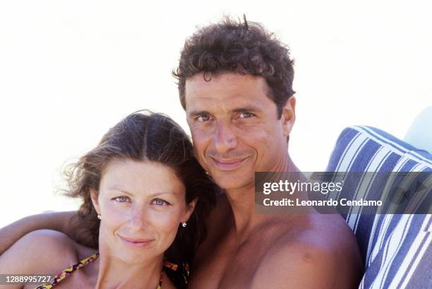 Italian actress Amanda Sandrelli and Peruvian actor Blas Roca-Rey, Vieste, Italy, 8th August 2003.