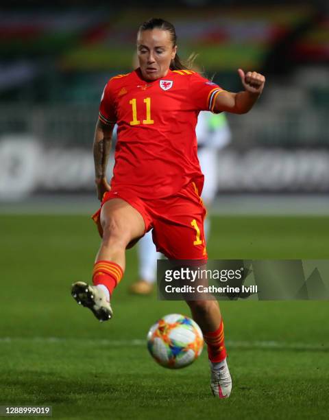 Natasha Harding of Wales during the UEFA Women's EURO 2022 Qualifier between Wales and Belarus at Rodney Parade on December 01, 2020 in Newport,...