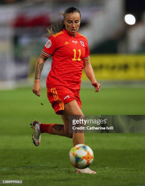 Natasha Harding of Wales during the UEFA Women's EURO 2022 Qualifier between Wales and Belarus at Rodney Parade on December 01, 2020 in Newport,...