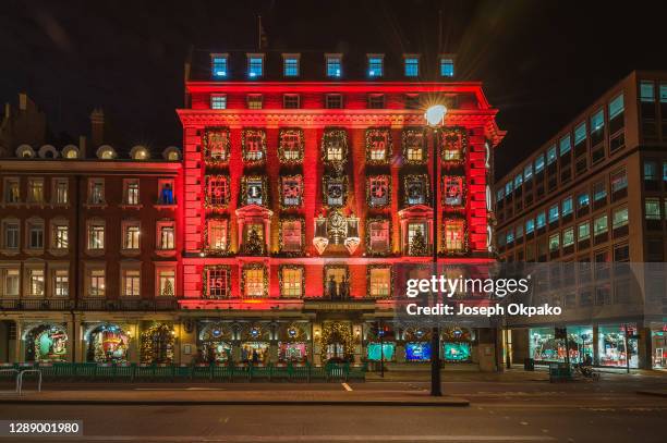 Fortnum and Mason department store is lit up to resemble an advent calendar on December 1, 2020 in London, England. Many Christmas events have been...