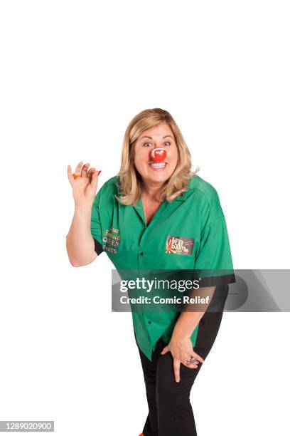 Liza Tarbuck, takes part in Red Nose Day 2015, on 16 February, 2014. In the studio, in London.