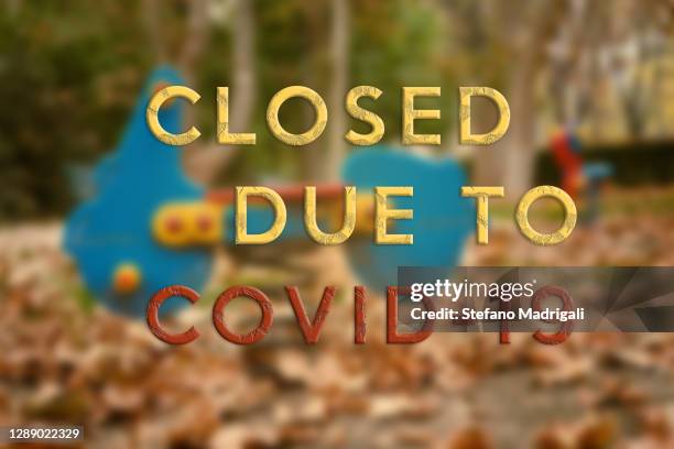 covid-19 closing message, milan playground - newspaper headline template stock pictures, royalty-free photos & images