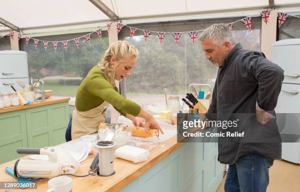 David James, Jason Manford, Maddy hill and Samantha Cameron, take part in a special episode of The Great British Bake Off for Sport Relief 2016. In...