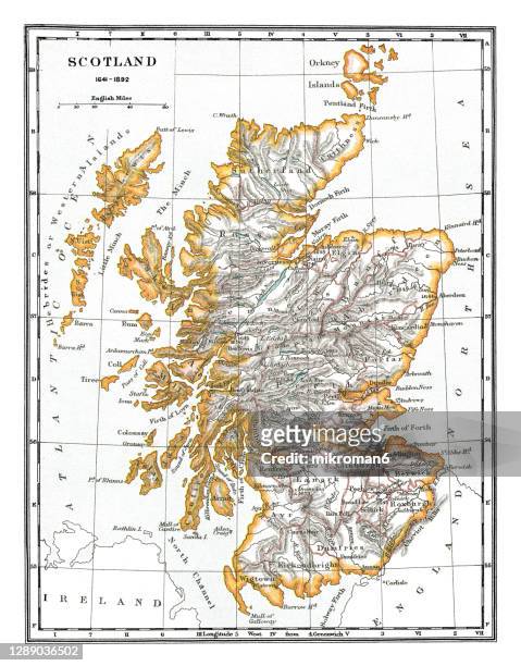 old map of scotland 1641-1892 - scotland stock illustrations stock pictures, royalty-free photos & images