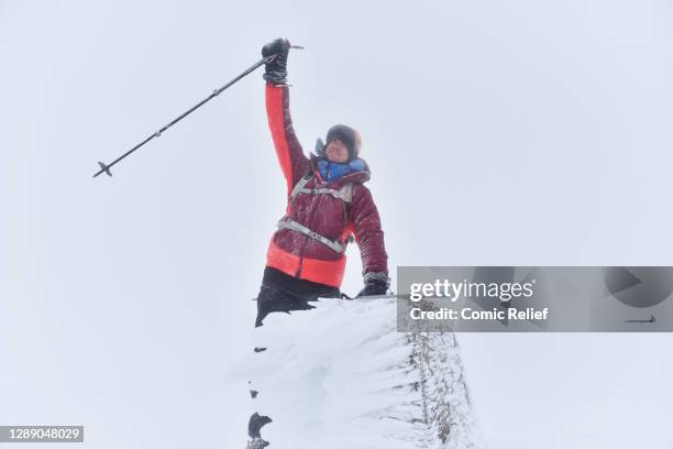 Greg James reaches the summit of Ben Nevis on the final day of Radio 1"u2019s Gregathlon: Pedal to the Peaks for Sport Relief 2018 in Lochaber,...