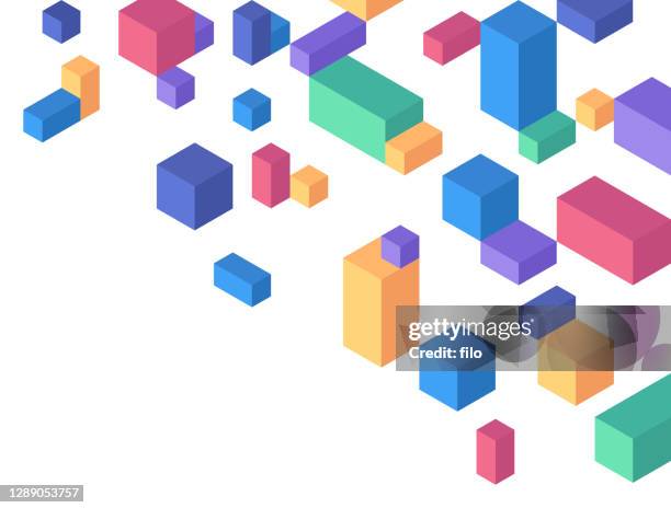 cube geometric shapes abstract background - building block stock illustrations