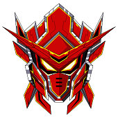 Red robot head mascot